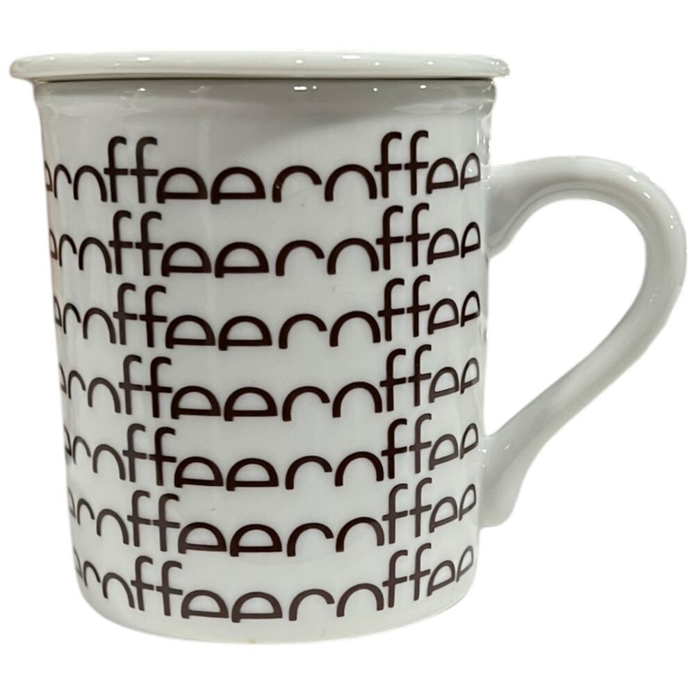 Vintage Toscany Collection Japan Coffee Mug with Lid White Brown